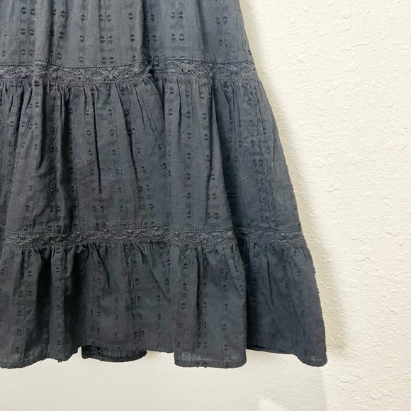 Zara Black LACE INSERT DRESS WITH BALLON SLEEVES Large L - Picture 7 of 10